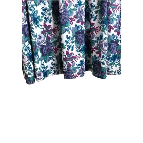 Cue Fashions Dress Women's Size 24W Purple Floral Broom Fold Vintage 3/4 Sleeve - Picture 11 of 12